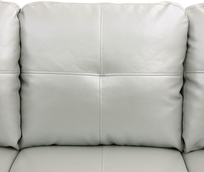 Silver Green L-Shaped 3-Piece Faux Leather Sofa with Storage Ottoman Set Sectional Couch Sofa Set for Living Room Office Small Space
