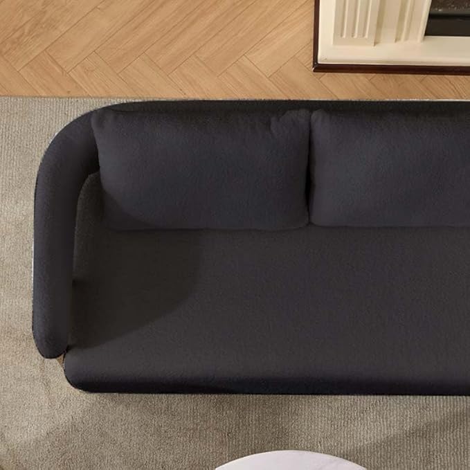 Teddy Fabric Accent Chair Modern Side Chair with Gold Metal Legs 51 Inch Wide Upholstered Loveseat for Living Room Dressing Area Office (Black+Gold)