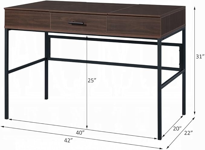 Oak &amp Black Writing Desk with USB Port - Computer Desk for Home Office