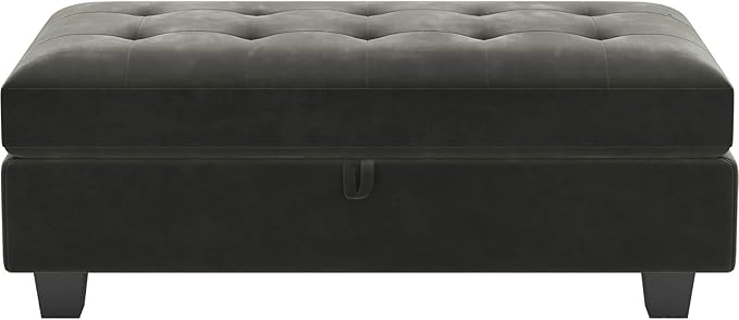 Belffin Large Storage Ottoman Module for Modular Sectional Sofa Grey