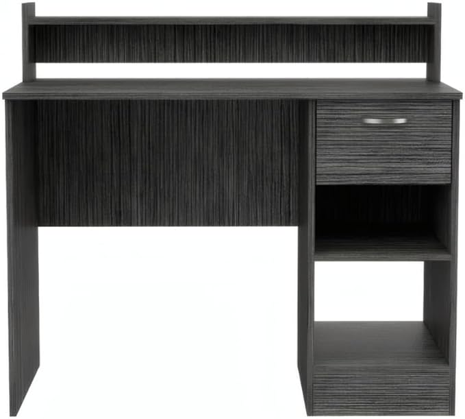 Penau Writing Desk with Hutch 2-Shelf and 1-Drawer Smokey Oak Finish Engineered Wood 40.16In Wide x 19.7In Deep x 36.73In High Storage for Home Office or Study