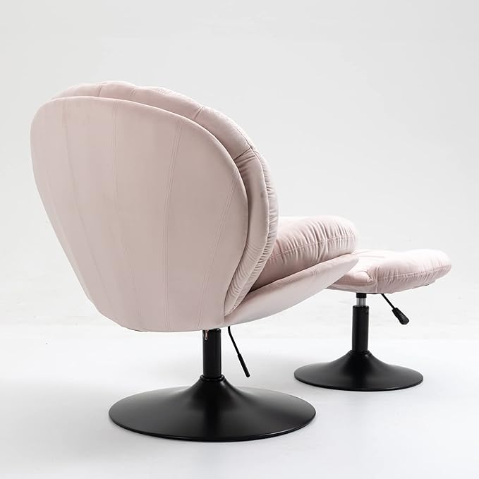 FurnitureSwivel Accent Chair Living Room Chair with OttomanAdjustable Seat Height TV Chair (Pink)