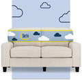 Pemberly Row 61 Track Arm Sofa Loveseat Solid Wood Frame Cream White Upholstery Removable Covers Pocket Coil Seat Cushions Space-Saving Design Modern Classic Style for Living Room or Home