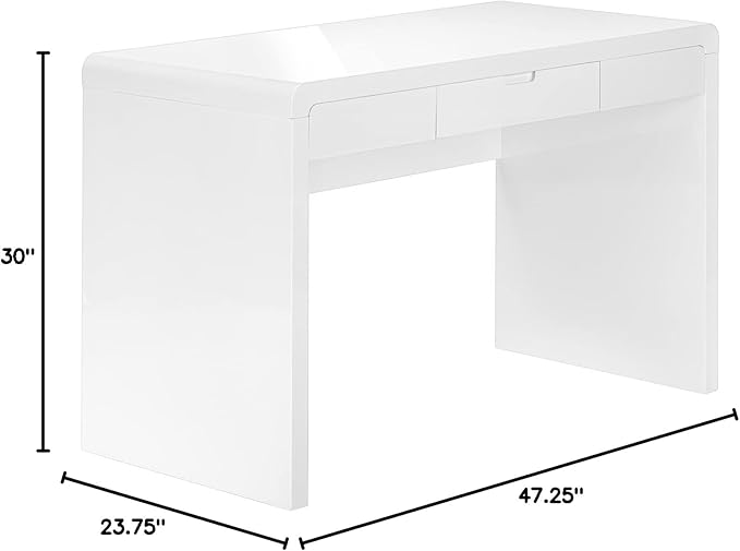 Monarch Specialties I 7580 Computer Desk Home Office Laptop Storage Drawers 48 L Work Laminate Glossy White Contemporary Modern