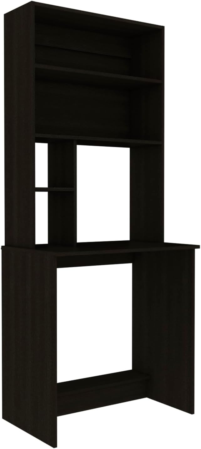 Compact 5-Shelf Writing Desk for Home Office - Black