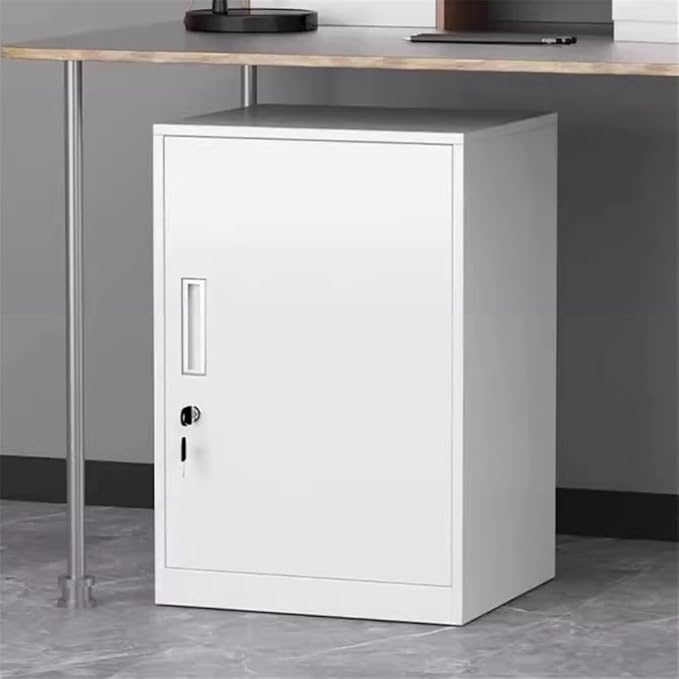 File Cabinets Filing Cabinet Office Storage Under The Desk File Data Organizer with Lock Movable File Storage Cabinets(White)