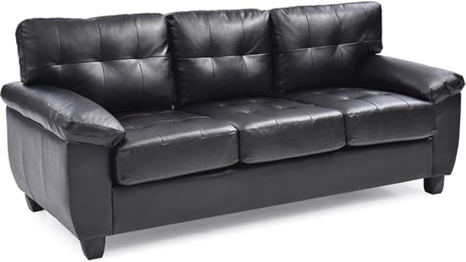 Glory Furniture Gallant Faux Leather Sofa in Black