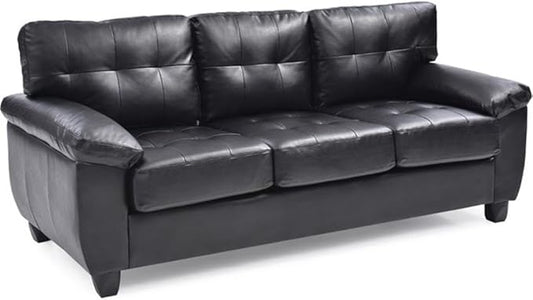 Glory Furniture Gallant Faux Leather Sofa in Black