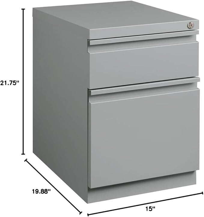 Hirsh 20-in Deep Mobile Pedestal File 2-Drawer Box/File Full Width Pull Silver