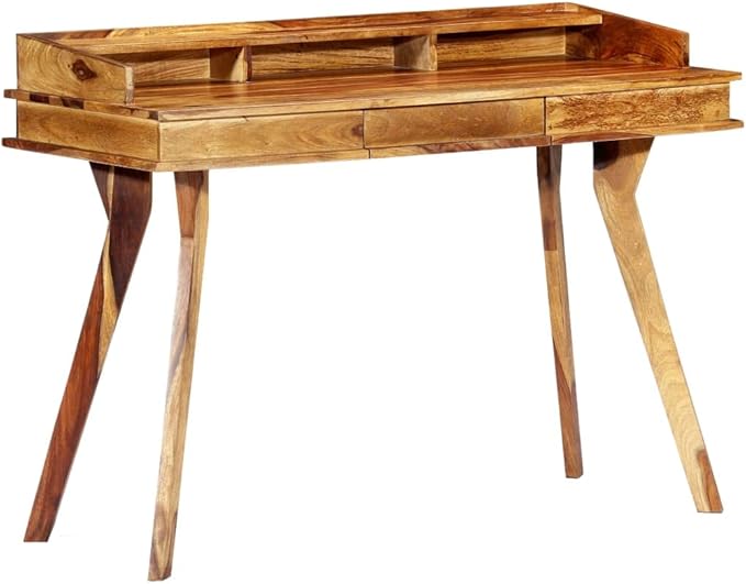 Wooden Writing Computer Desk with 1 Drawer and 3 compartments Home Office Desk Writing Study Table PC Desk Workstation for Bedroom 45.3x19.7x33.5 Solid Sheesham Wood -AA