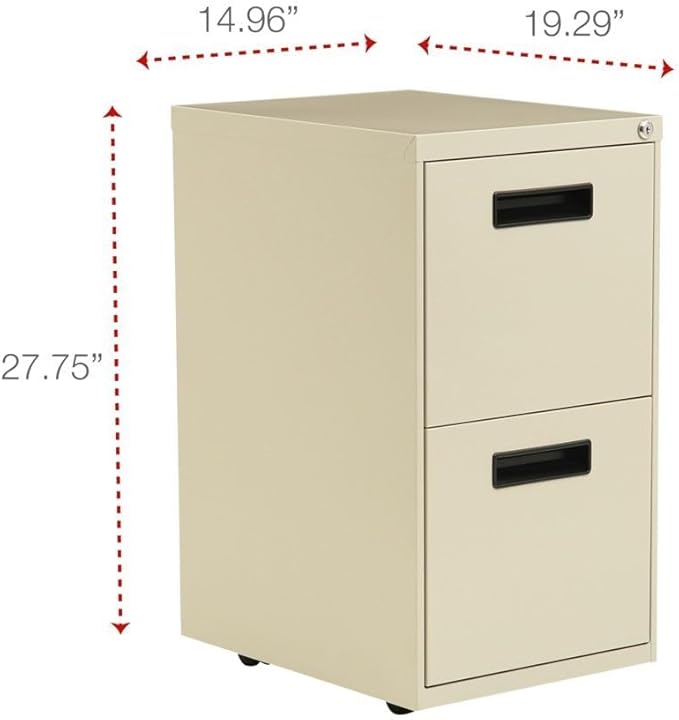 Alera PAFFPY Two-Drawer Metal Pedestal File 14 7/8w x 19-1/8d x 27-3/4h Putty