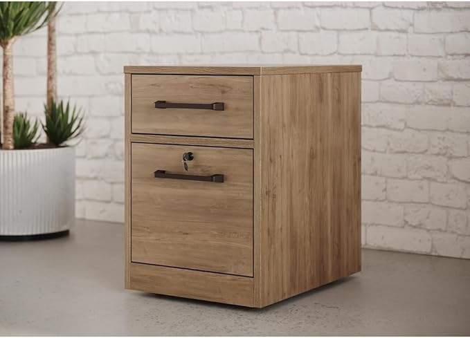 NBF Trenton Office Files Pedestal Cabinet - Two Drawer File Cabinet with Lock - Office Filing Cabinets with Laminate and MDF Core - Modern Mobile File Cabinet Document Storage (16 W Monarca)
