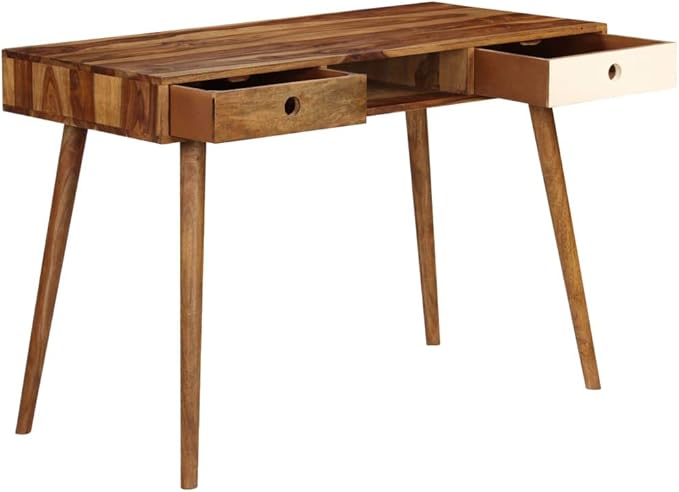 Wooden Writing Computer Desk with 3 Storage compartments Home Office Desk Writing Study Table PC Desk Workstation for Bedroom 43.3x21.7x29.9 Solid Sheesham Wood