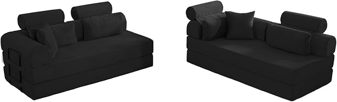 KEIKI 106 4Seat Modular Sectional Corduroy Sofa Couch for Urban Loft Bedroom Studio Family Friendly Urban Professionals Luxurious Elegant Sophisticated Refined Design Quality Design Black