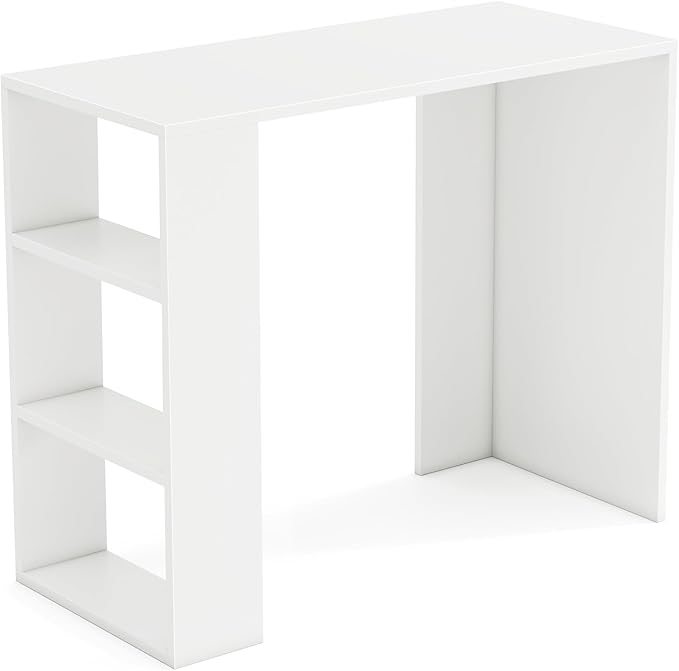 Tangkula Small Computer Desk 36 Inch Home Office Desk with Bookshelf Student Teen Study Writing Desk Modern Simple Laptop Workstation Vanity Table for Small Space (White)