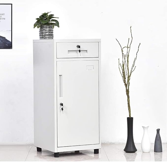 File Cabinet Office File Cabinet Iron Belt Lock File Cabinet White Multifunctional Cabinet with Drawer Black Home Bedside Desk Office File Cabinet (Color : Black Size : B) (Gold Brass)
