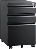 Mobile File Cabinet 3 Drawer Mobile File Cabinet with Lock Under Desk Metal Filing Cabinet for Legal/Letter/A4 File Fully Assembled Except Wheels