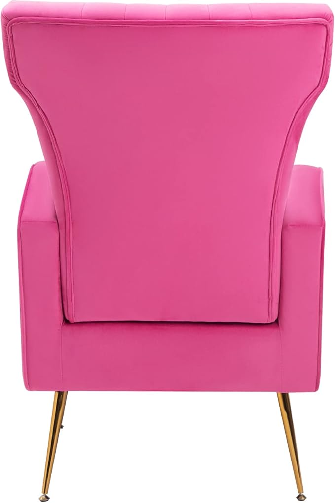 Velvet Accent Chair Wingback Arm Chair with Gold Legs Upholstered Single Sofa for Living Room Bedroom