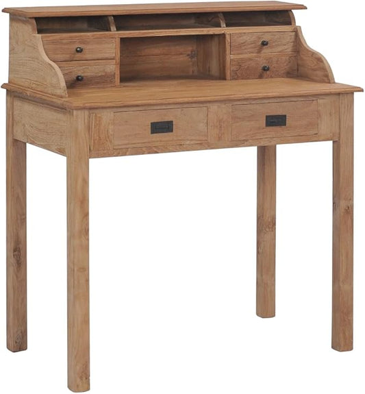 Wooden Desk Computer Desk Home Office Desk Study Writing Table Study Table Computer Desk 35.4x19.7x39.4 Solid Wood Teak-326