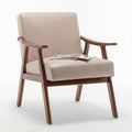 Mid-Century Modern Accent Chair with Wooden Frame High-Density Sponge Cushion 300 lbs Capacity Living Room Bedroom Office Chair 26x31.1x32.3 Inches (Fabric Light Camel)