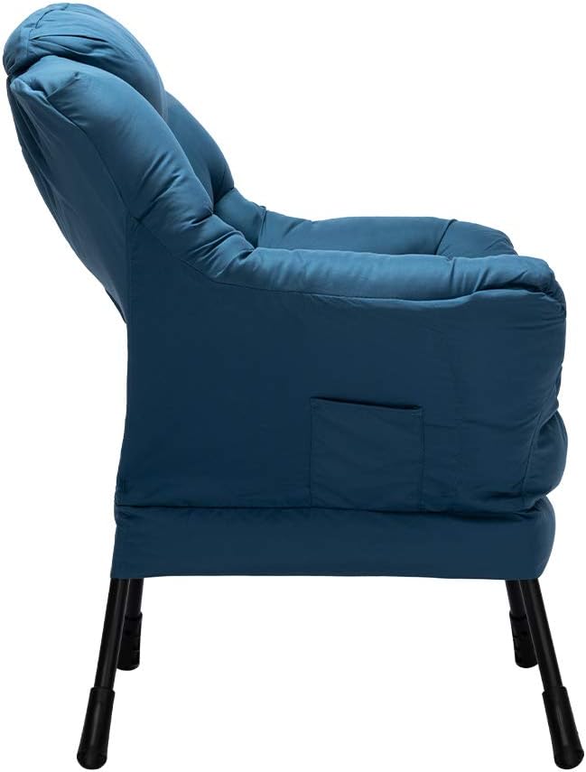 HollyHOME Lazy Chair with Armrest and Side Pocket Comfy Accent Lounge ChairLeisure Sofa Armchair for Living Room Bedroom Dorm or Small Spaces Oversized Reading Sofa ChairNavy Blue