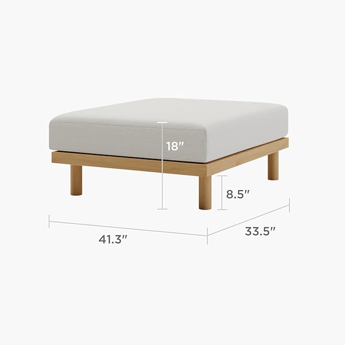 Acanva Minimalist Modular Sectional Sofa for Living Room Wide &amp Deep Seat Convertible Furniture Set with Metal Frame and Movable Covers Ottoman Off White