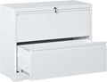 2 Drawer Small Lateral File Cabinet with Lock Under Desk Locking Storage Cabinet Organizer for Home Office Metal Filing Cabinets for Legal/Letter/A4/F4 SizeWhite