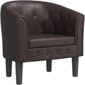 vidaXL Modern Tub Chair in Brown Faux Leather - Durable Stain- Armchair for Living Room Bedroom or Office - Comfortable Seat with Thick Padding