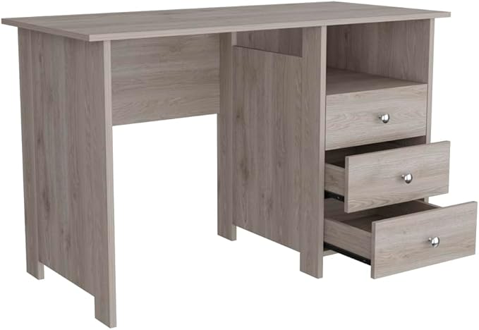 Writing Desk Brentwood with 3 Drawers Open Shelf &amp Spacious Work Surface - Light Gray - Perfect for Home Office &amp Study Room