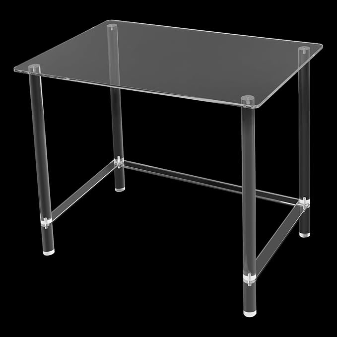 Luxury Acrylic Desk - Crystal Clear Modern Writing Table 29.53x19.69in 88lbs Heavy-Duty Computer Desk Non-Yellowing for Home Office