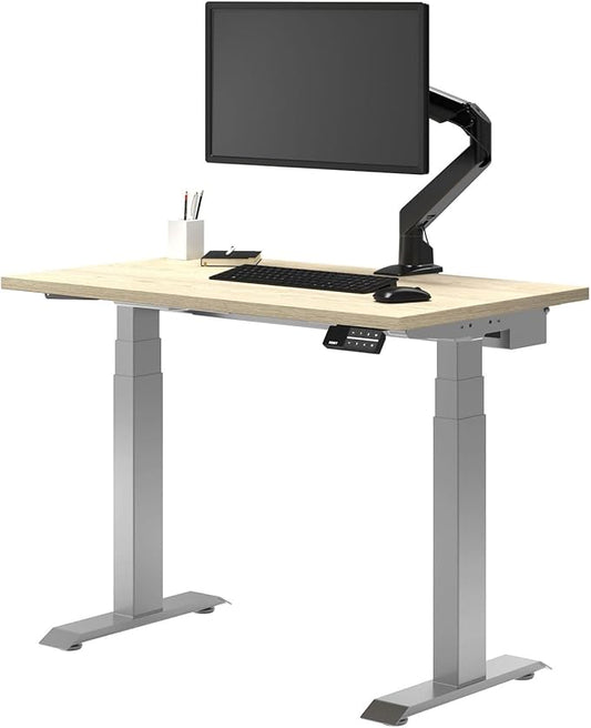 Desky Dual Mini Sit Stand 40 x 24 in Compact Desk with Dual Motors 3-Stage Height Range 4 Memory Presets – One-Piece Top for Home Office Classic Oak