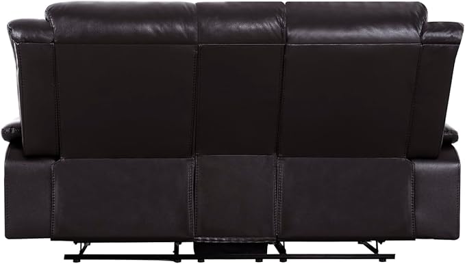 Naomi Home Katie Espresso Faux Leather Oversized Loveseat Chaise Plush Comfort for Movie Nights &amp Cozy Lounging Ergonomic Design Easy Assembly