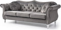 Glory Furniture Hollywood Velvet Sofa in Dark Gray