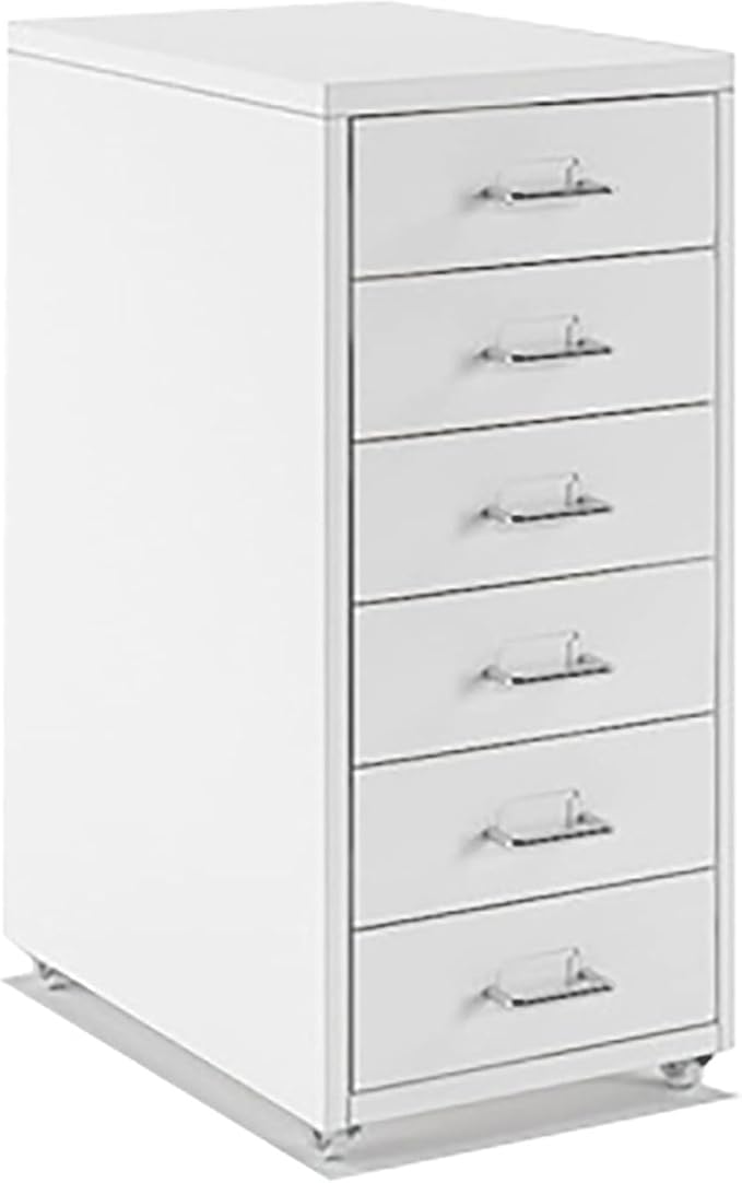Aimeryup Desk File Cabinet 6-Tier Metal Clip with Wheel Drawer Storage Cabinet Office Study Bedside 41X28X69CM(Size:28X41X69CMColor:A)