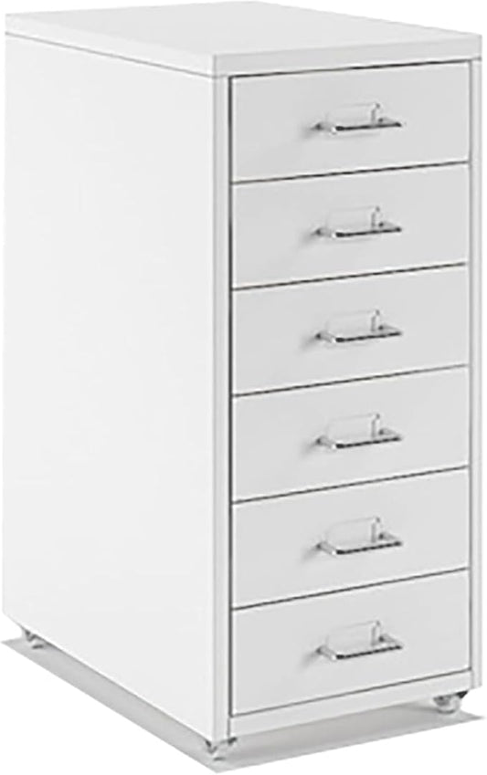 Aimeryup Desk File Cabinet 6-Tier Metal Clip with Wheel Drawer Storage Cabinet Office Study Bedside 41X28X69CM(Size:28X41X69CMColor:A)
