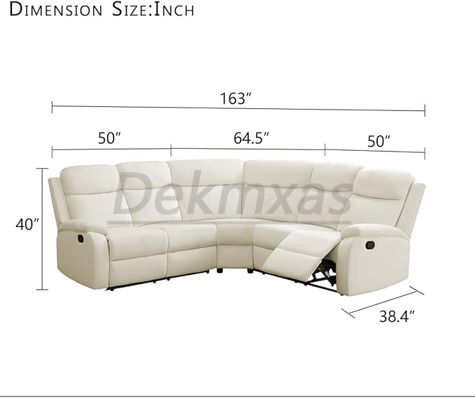 Living Room Furniture Set L-Shaped Sectional Sofa Fluff Fabric Recliner Adjustable Manual Sofa Set for Living Room OfficeApartmentRv Car（Off-White）