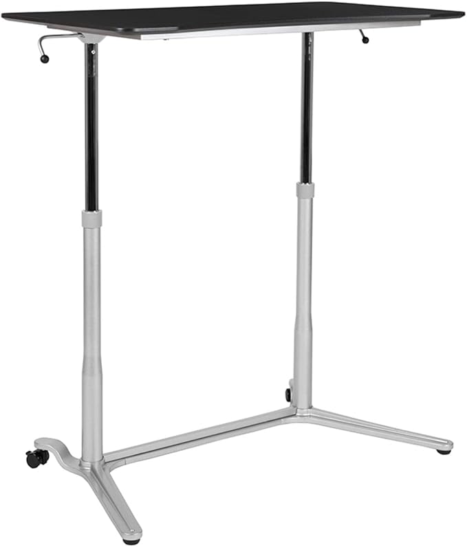 Flash Furniture Merritt Sit-Down Stand-Up Black Computer Ergonomic Desk with 37.375W Top (Adjustable Range 29 - 40.75)