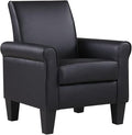 Lohoms Modern Faux Leather Accent Chair Upholstered Living Room Armchairs Comfy Single Sofa Chair for Bedroom Waiting Room-Black