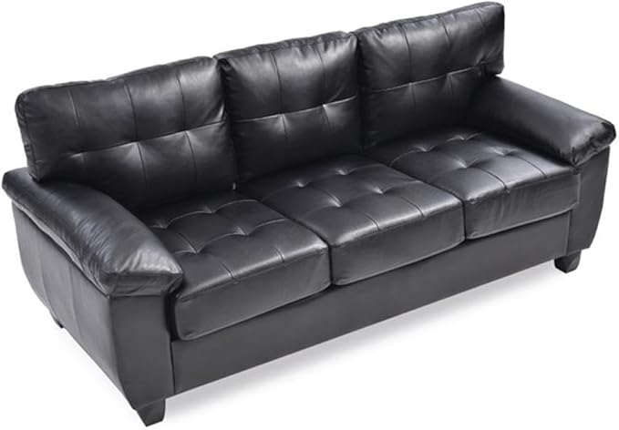 Glory Furniture Gallant Faux Leather Sofa in Black