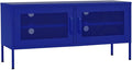 vidaXL Navy Blue Steel TV Cabinet Medium Rectangular Industrial Levelers
