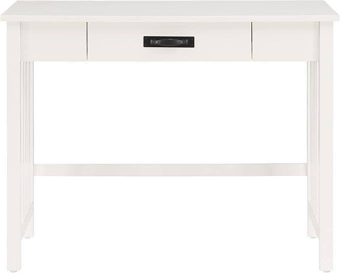OSP Home Furnishings Sierra Writing Desk with Pull-Out Drawer and Mission Style Side Panels White