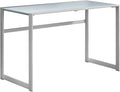 Monarch Specialties Study Laptop Table for Home &amp Office-Tempered Glass Top Computer Desk-Metal Legs 48 L Silver