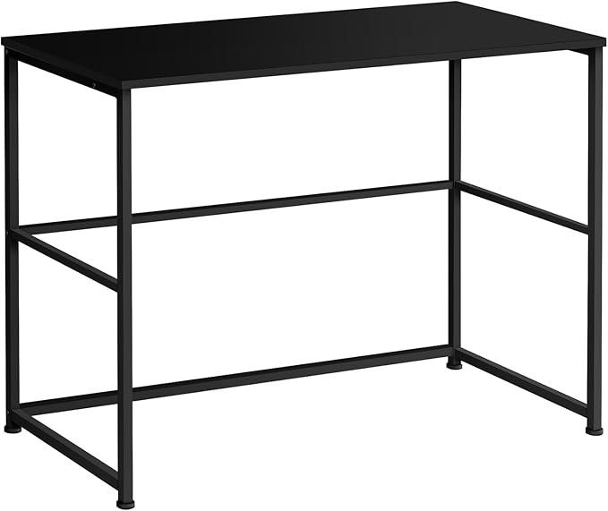 Chic Black Laminate Computer Desk - Left &amp Right-Hand Set Up Storage Drawers 40 L Modern Home Office Desk for Laptop Work