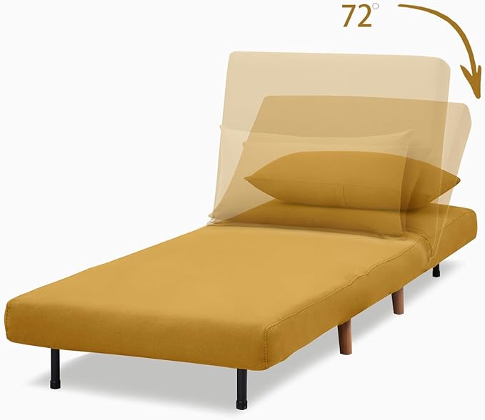Convertible Sleeper Chair 3 in 1 Folding Single Chair Sleep Turns into Bed Sofa Bed for Adults Foldable Twin Chaise Lounge for Living Room Bedroom Sturdy Wood Frame and Easy Assembly