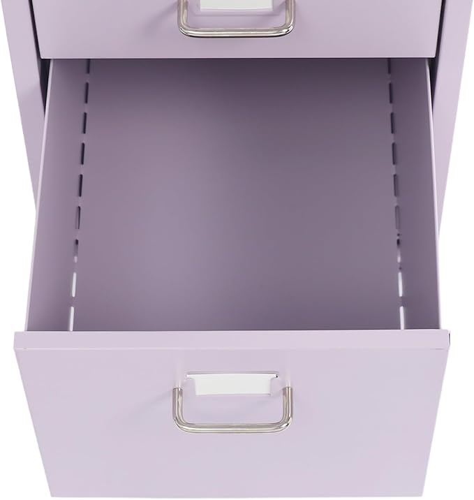 File Cabinet 3 Drawer Filing Cabinet with Wheels Metal Under Desk Storage Cabinet for Home Office Commercial Hanging File Folders Organizer for Letter/A4 Size(Purple)