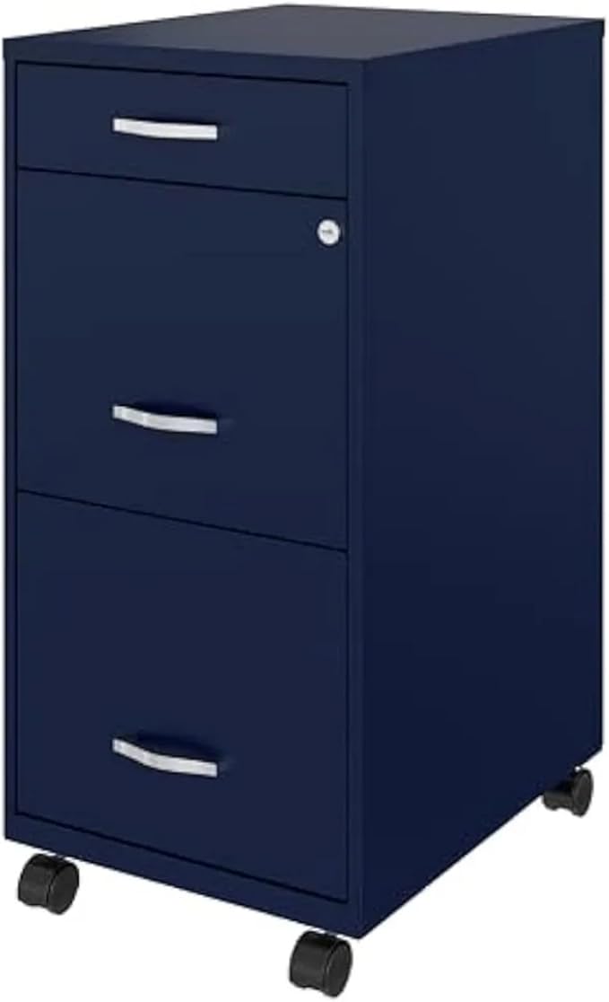 Mobile File Cabinet 3 Drawer Metal Mobile File Cabinet with Lock Letter Size Partially Assembled