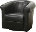 BOWERY HILL Contemporary Faux Leather Swivel Club Chair Black/Brown Finish Plywood Frame Steel Base Dense Foam Cushioning 360-Degree Rotation Accent Chair for Home Office or Living Room