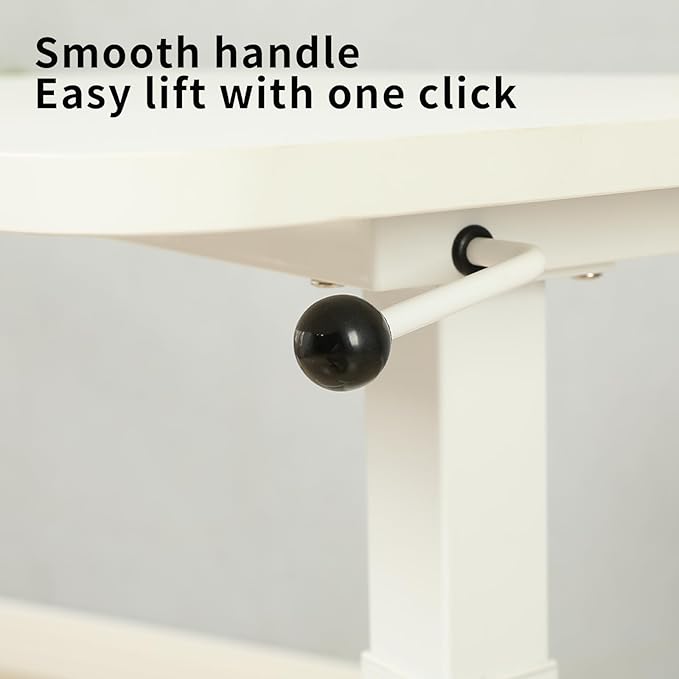 Height-Adjustable Mobile Standing Desk 30 Rolling Laptop Table with Gas Spring Riser &amp Wheels Ideal for Offices Home Medical or School Use Circular Table Leg Design for Smooth Rolling
