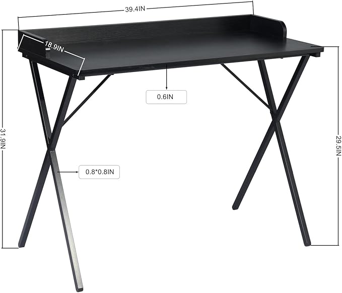 FurnitureR Office Desk Simple Style Writing Table Computer Study Desk with Baffle Home Office PC Laptop Table 39.4 Inches Black