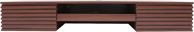 Modern Wall-Mounted Computer Desk 60 W x 15.5 D x 9.5 H Brown Home Office Desk with Pull-Out Drawer &amp Keyboard Tray